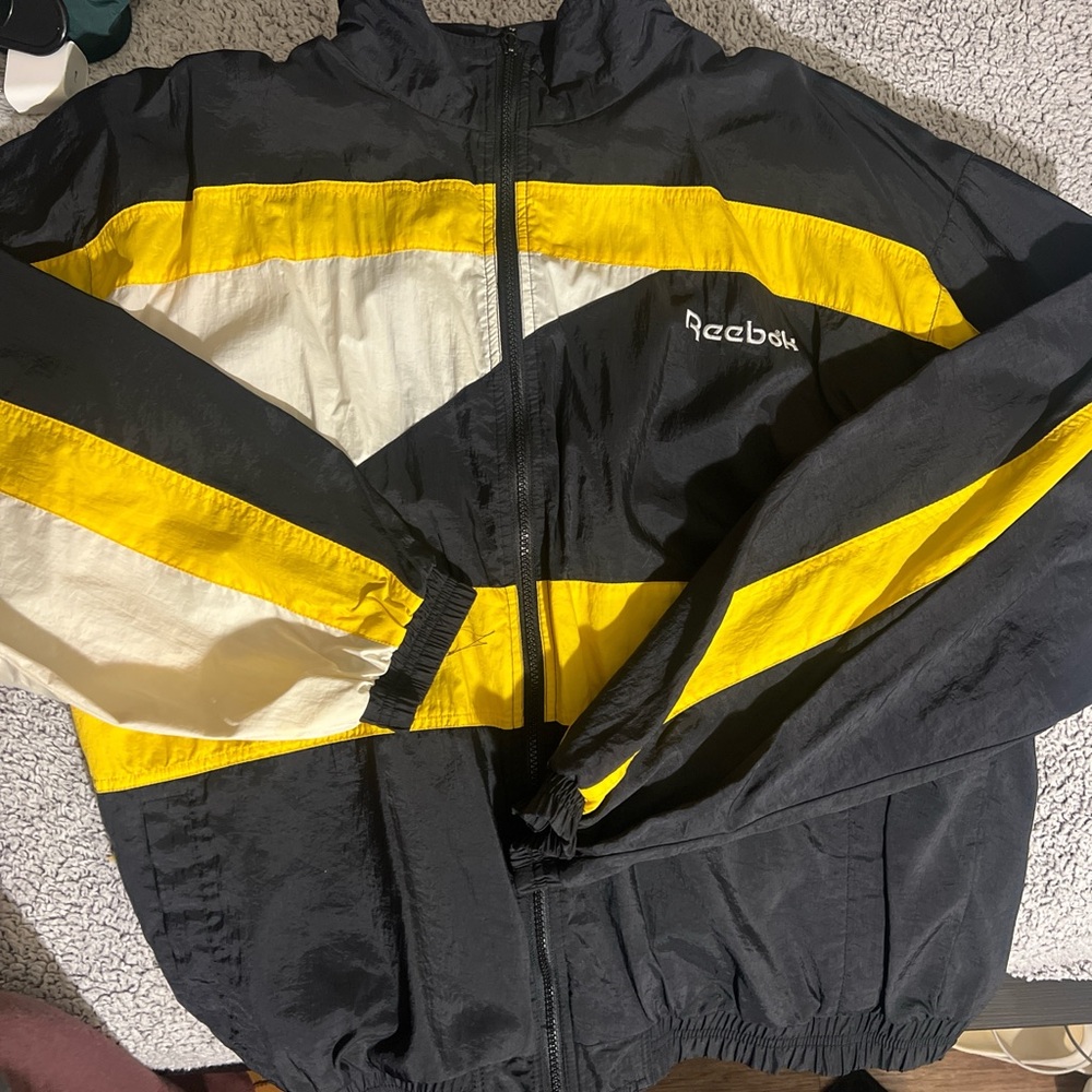 Vintage Reebok Black and Yellow Colorblock windbreaker
